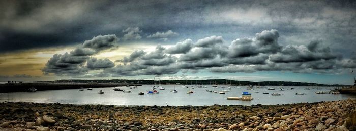 Scenic view of sea against cloudy sky