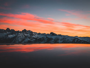 Scenic view of landscape against sky during sunset