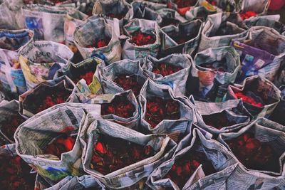 Full frame shot of colorful for sale in market