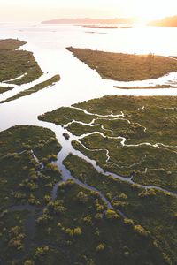 High angle view of sea