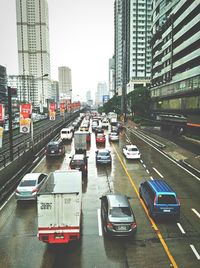 Traffic on road in city