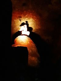 Close-up of illuminated statue