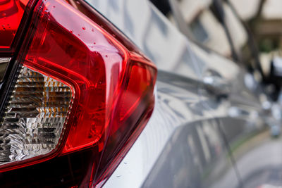 Close-up of red lamp of the car