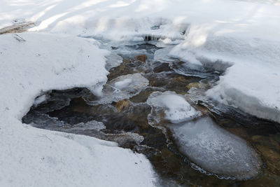 High angle view of frozen sea during winter