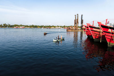 View of boats in river