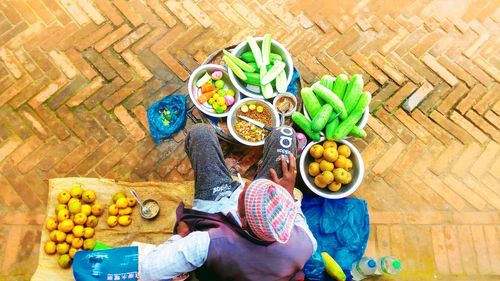 High angle view of fruits