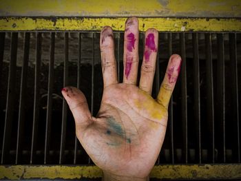 Colored paint hands