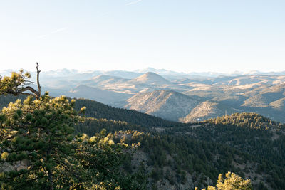 High angle view of mountains against sky during sunset