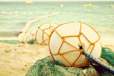 Close-up of ball on beach