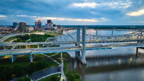 Bridge over river against sky