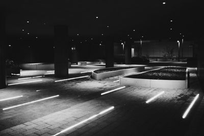 Empty parking lot at night