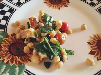 High angle view of food in plate