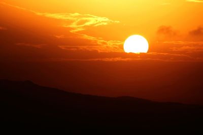 Scenic view of mountains at sunset