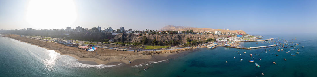 High angle view of sea against sky