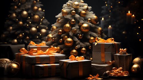 Christmas decorations on table