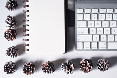 High angle view of computer keyboard