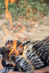 Close-up of bonfire