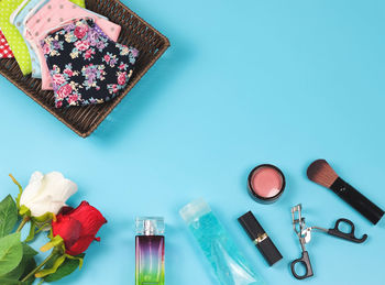 High angle view of candies on table
