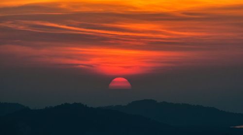 Scenic view of dramatic sky during sunset