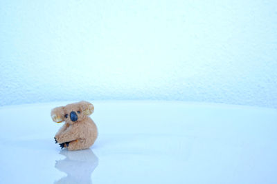 Close-up of stuffed toy in winter