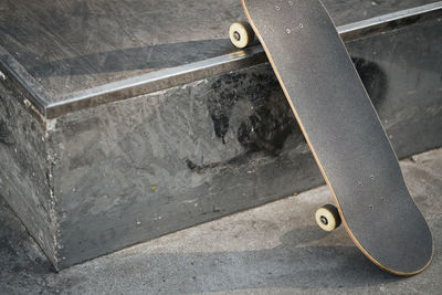 High angle view of skateboard on road