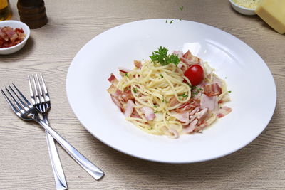 Food served on table