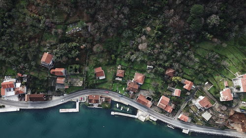 High angle view of buildings in city