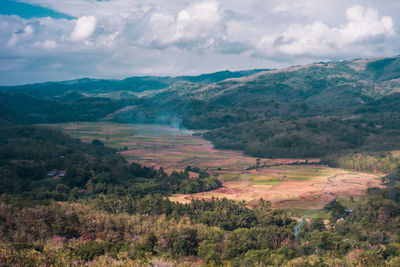 High angle view of landscape against sky