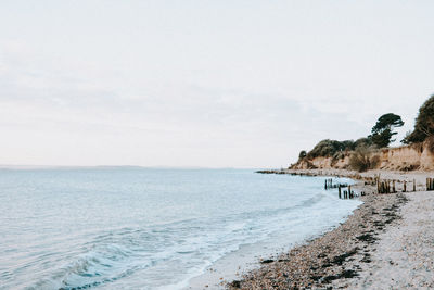 Scenic view of sea against clear sky