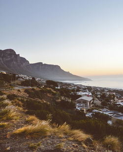 Scenic view of sea against clear sky