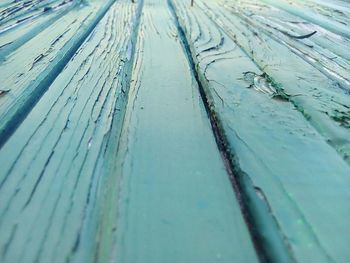 Close-up of tire tracks in winter