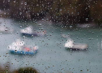 Full frame shot of raindrops on windshield