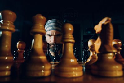 Close-up of chess pieces