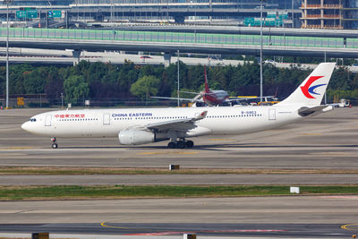 Airplane on airport runway