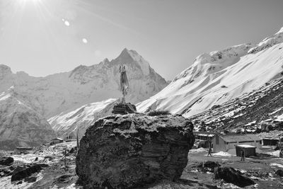 Scenic view of snowcapped mountain against sky, annapurna base camp