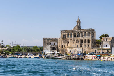 View of buildings against clear sky