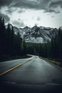 Driving icefields parkway in winter