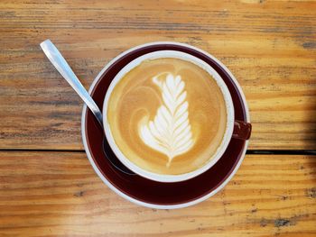 Directly above shot of cappuccino on table