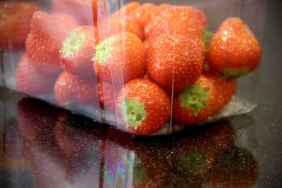 Close-up of chopped fruits on table