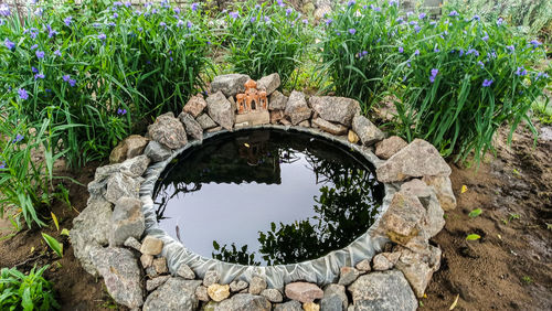 Reflection of rocks in water