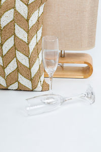 Close-up of beer in glass on table