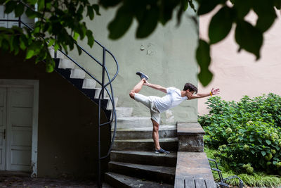 Young man exercising outdoors