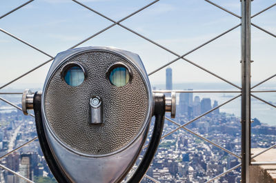 Close-up of coin operated binoculars at empire state building