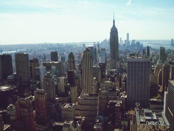 City skyline at sunset