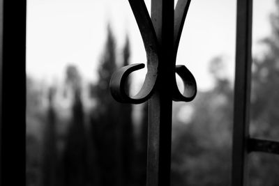 Close-up of metal gate against blurred background