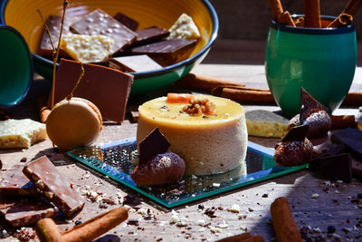 Close-up of breakfast on table