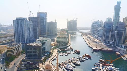 High angle view of buildings in city