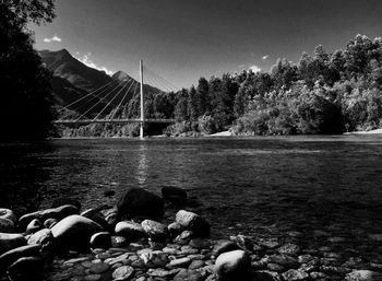 Bridge over river against sky