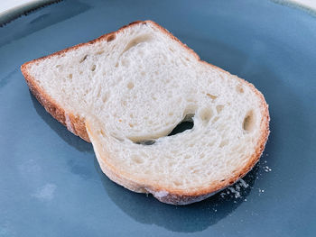 High angle view of bread in plate