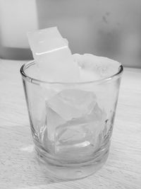 Close-up of ice cream in glass on table